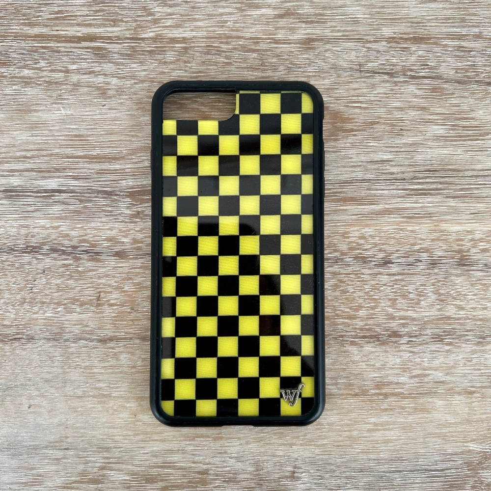 Wildflower iPhone 8 Plus Case Checkered Yellow and Black